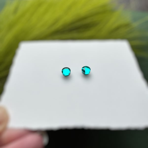 Teal Acrylic Micro Circle Stud Earrings