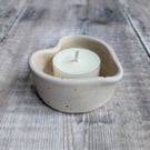Perfectly imperfect Ceramic heart tealight, speckled cream