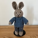 Small Hand Knitted Bunny in Cable Jumper