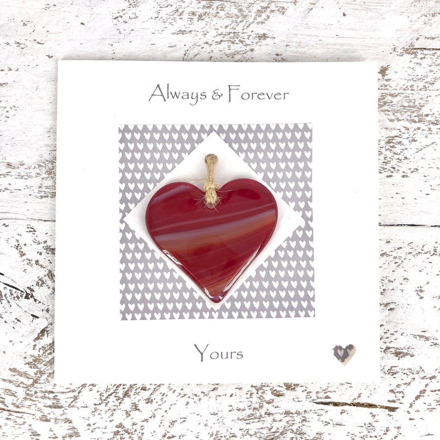 Always & Forever Yours Card with Detachable Red Glass Heart 