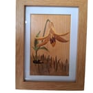 Marquetry Wooden Inlay Lily Picture