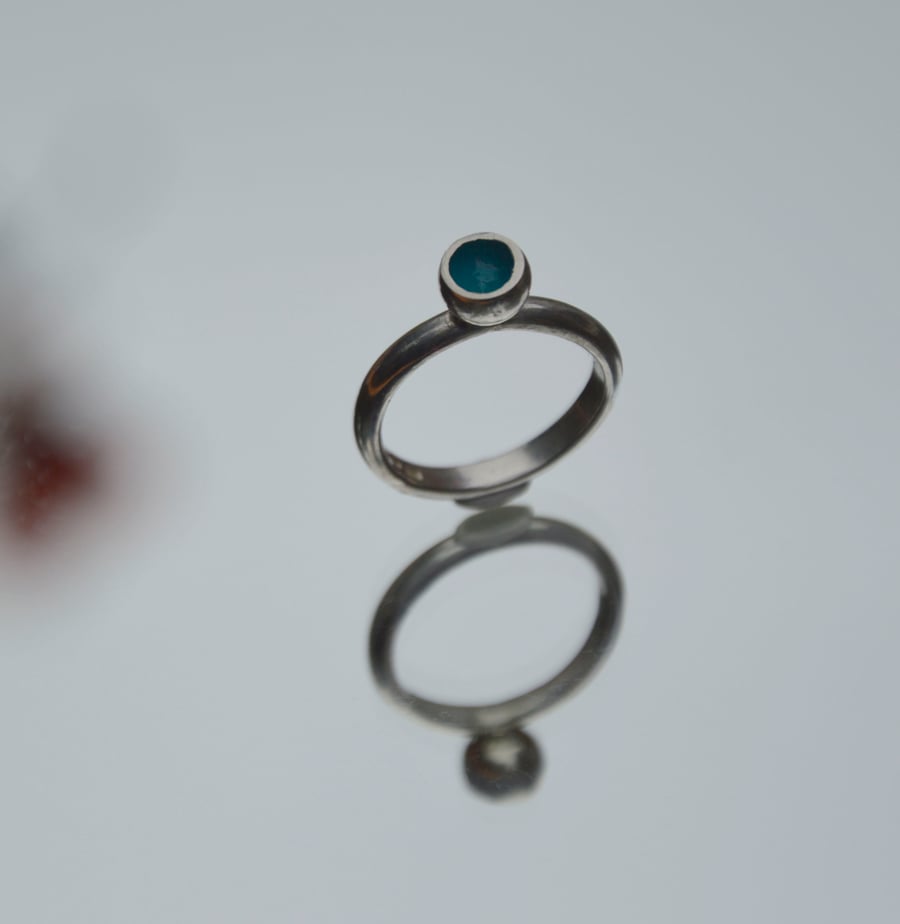 Sterling silver & turquoise enamel ring