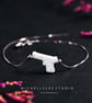 White Opal Or Black Opal Gun Bracelet with 925 Sterling Silver Chain