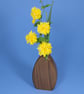 Handcrafted Walnut Wood Sculptural Vase with Glass Liner