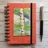 Embroidered silver birch A6 lined notebook.