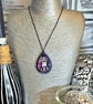 Handmade 'BOO' purple necklace -hand painted ghost with glitter set in resin.  - Image 3