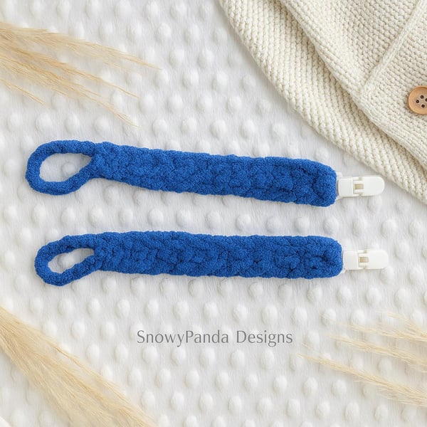 Handmade Blue Chenille Dummy Clip set of 2 20cm