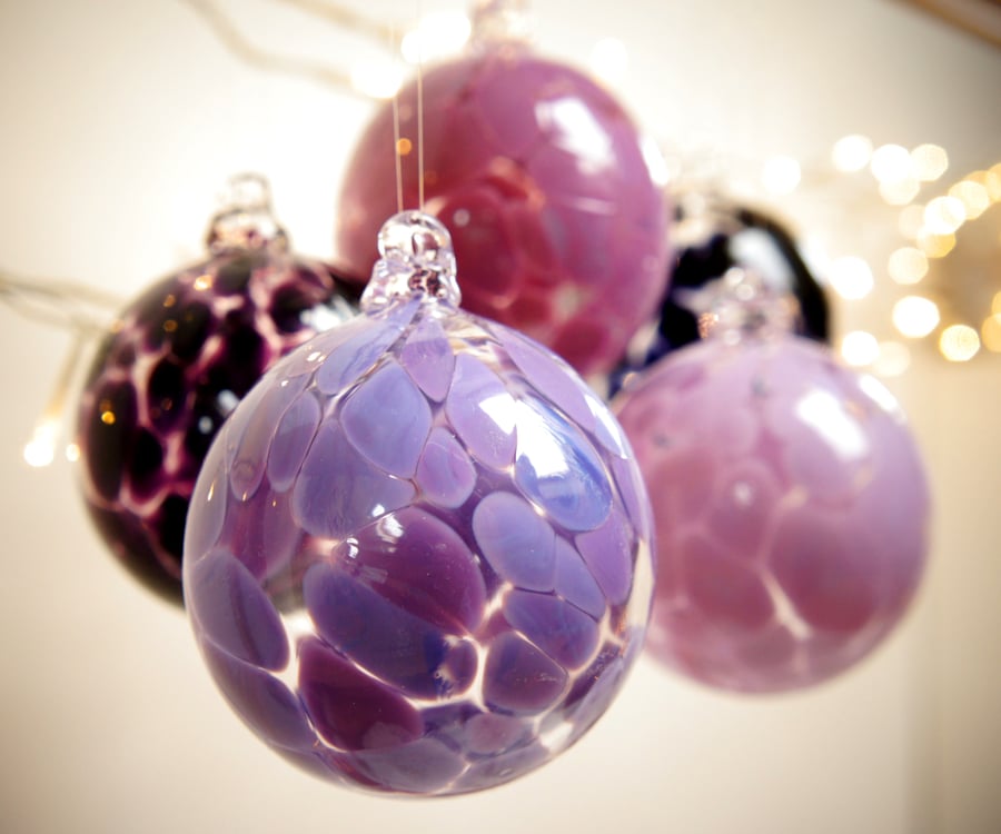 Lavender Handmade Blown Glass Christmas Bauble,Decoration