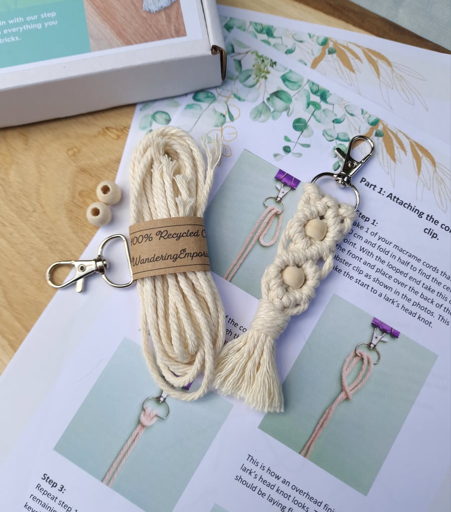 DIY Macrame keychain kit, Make Your Own Macrame keychain, easy home activity.