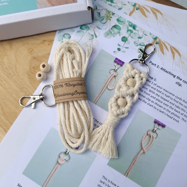 DIY Macrame keyring kit, Make Your Own, easy home activity.