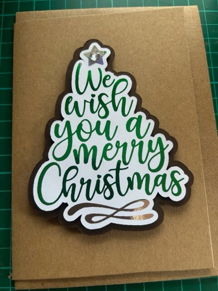 Christmas card,  foiled,Kraft, handmade, holiday cards friends, Family
