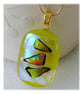 Yellow Dichroic Glass Pendant 149 Gold Triangle with gold plated chain - Image 3