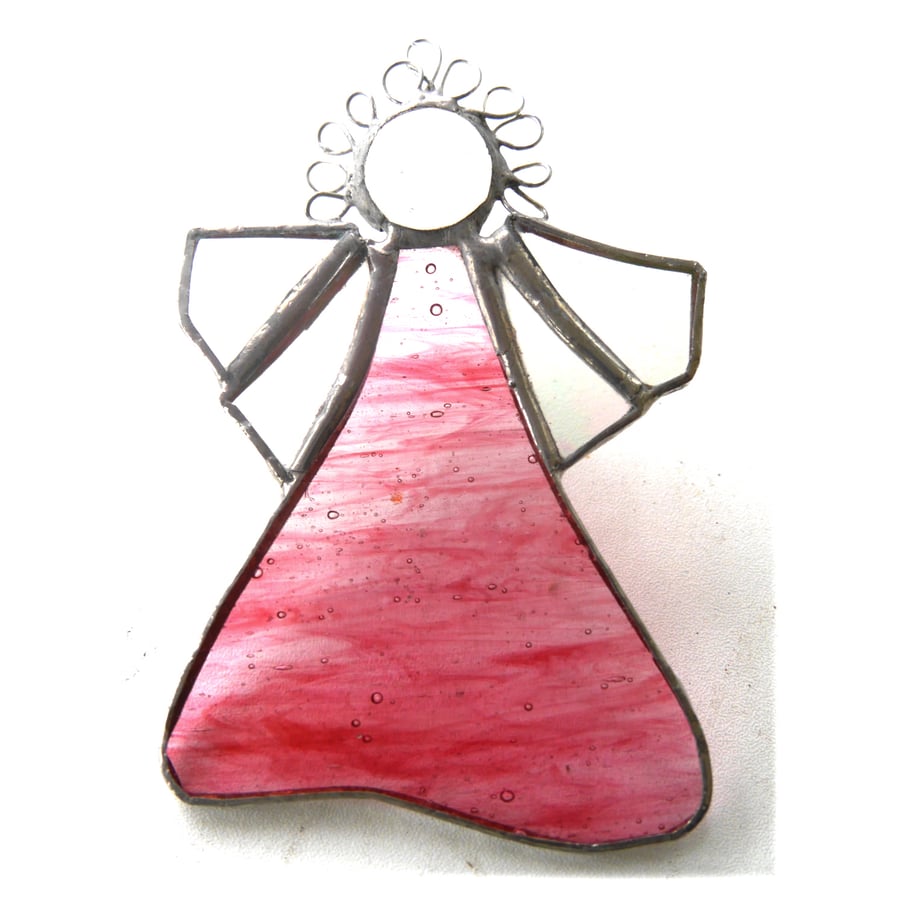 Angel Pink Stained Glass suncatcher Christmas decoration