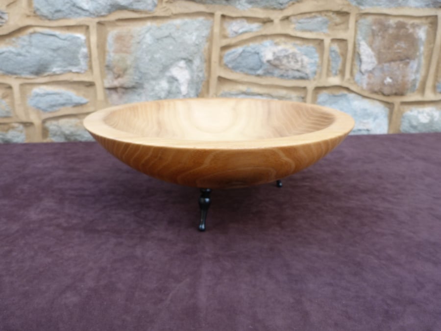 CHUNKY ACACIA BOWL, ON THREE LEGGS  FOODSAFE TREATED