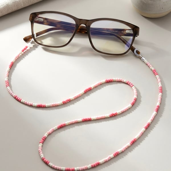 Pink and White Handmade Seed Bead Glasses Chain