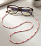 Pink and White Handmade Seed Bead Glasses Chain