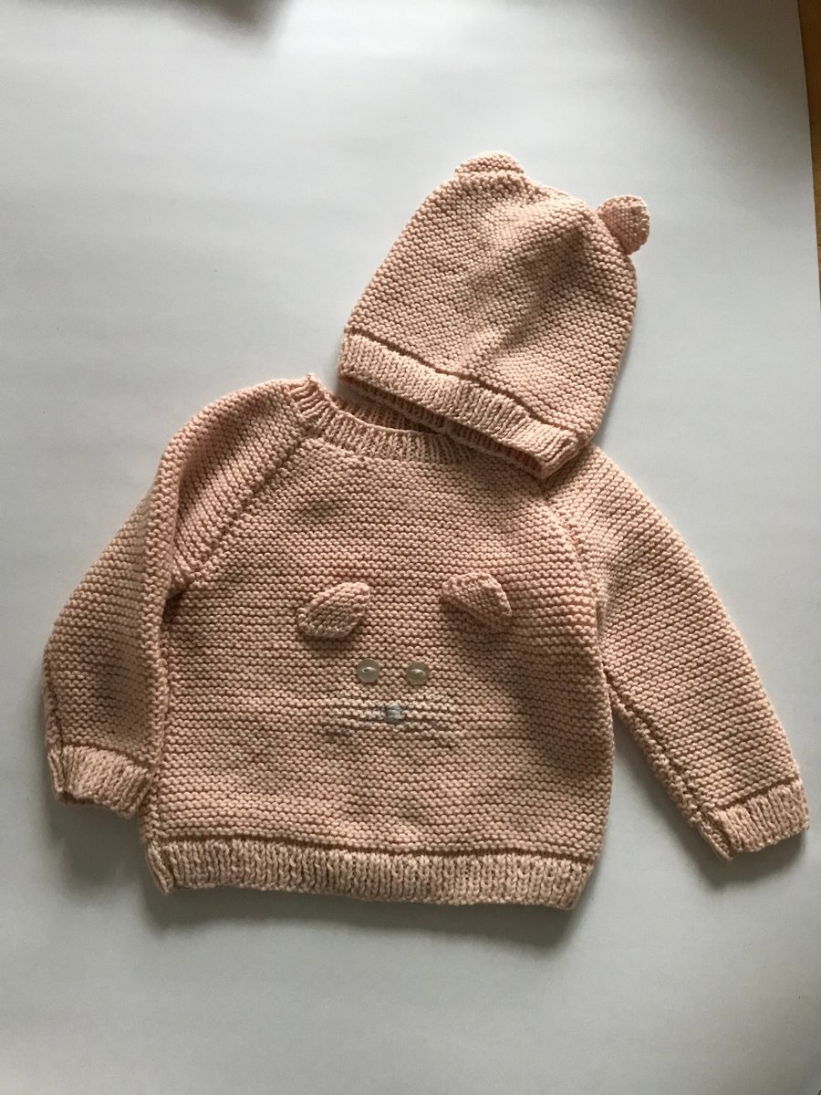 Hand knitted mouse jumper and hat