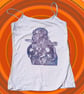 upcycled lino print borzoi medieval knight tank top sized small 