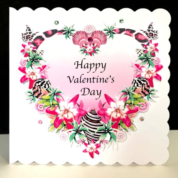 A Luxury Tropical Shell Happy Valentine's Day -Handmade Card