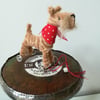 Miniature Terrier on Wheels – Vintage Style OOAK Sculptured  Dog Art