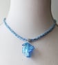 Handmade Necklace, Kumihimo Braid and Blue Murano Glass Bead