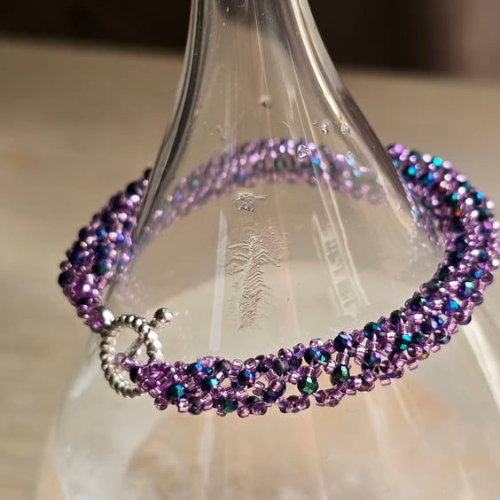 Tubular Netting Bracelet - Toho Glass Beaded Dragonfly Colour Bracelet