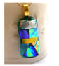 Patchwork Dichroic Glass Pendant 180 gold plated chain - Image 4