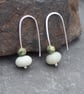 Frosted Amazonite and Rhyolite bead drop earrings, silver threader bead earrings - Image 4