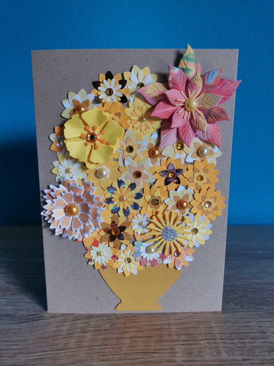 Yellow flowers luxury handmade keepsake greeting card 