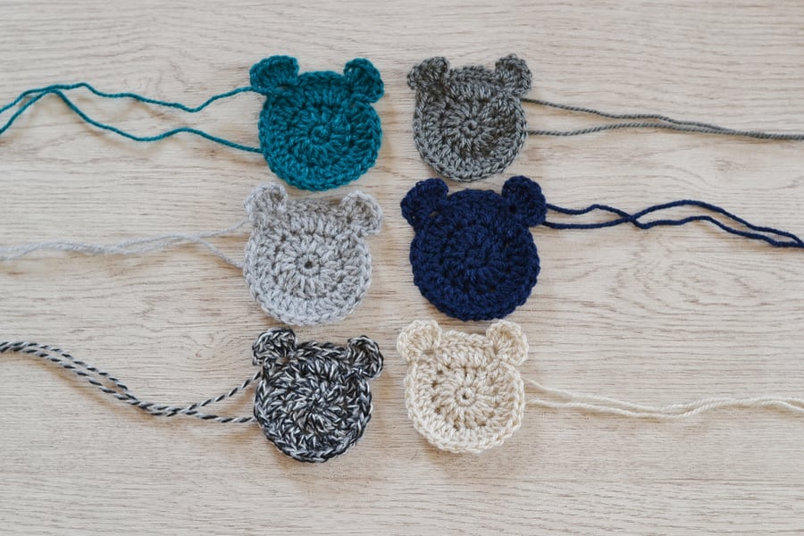 6  Crochet Teddy Bear Applique Motifs