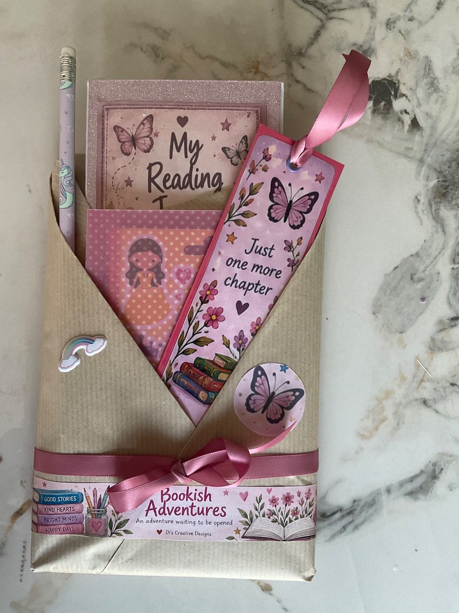 Image of Bookish Adventures Mystery Book Gift Age 6 to 9 Pink Reading Journal Set
