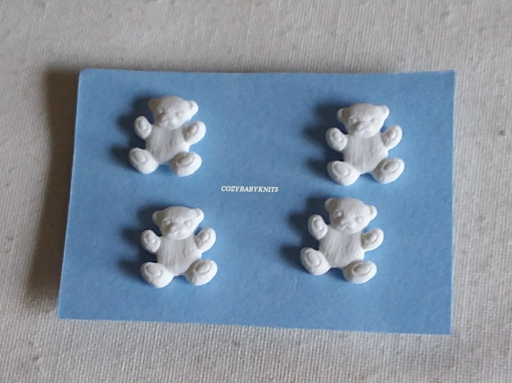 WHITE TEDDY BUTTONS WITH A SHANK ON THE BACK FOR ATTACHING 