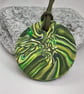 Large green polymer clay pendant - Image 1