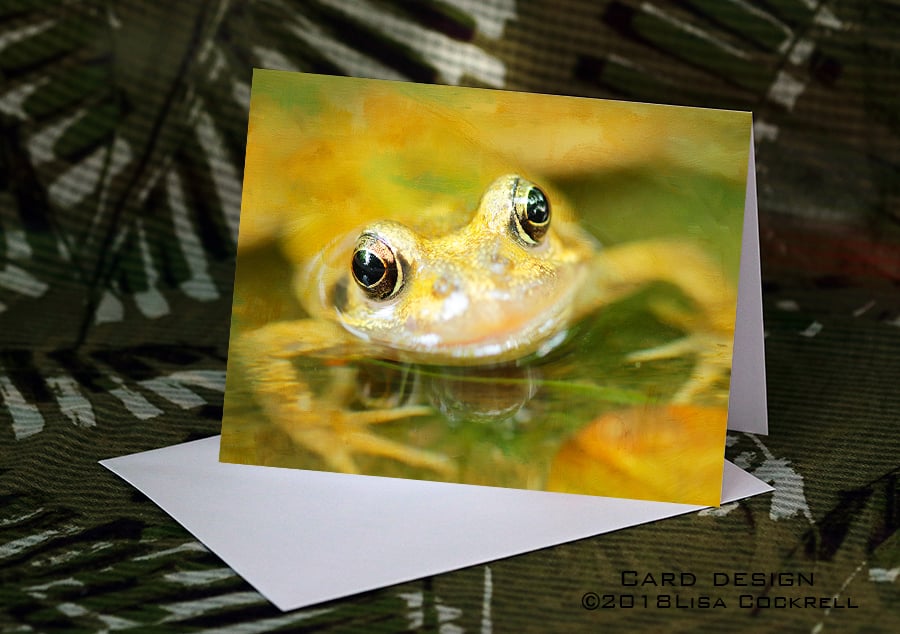 Exclusive Handmade Frog Smile Greetings Card on Archive Photo Paper