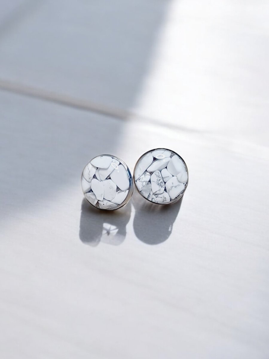 Howlite Crystal Stud Earrings, Resin Earrings 