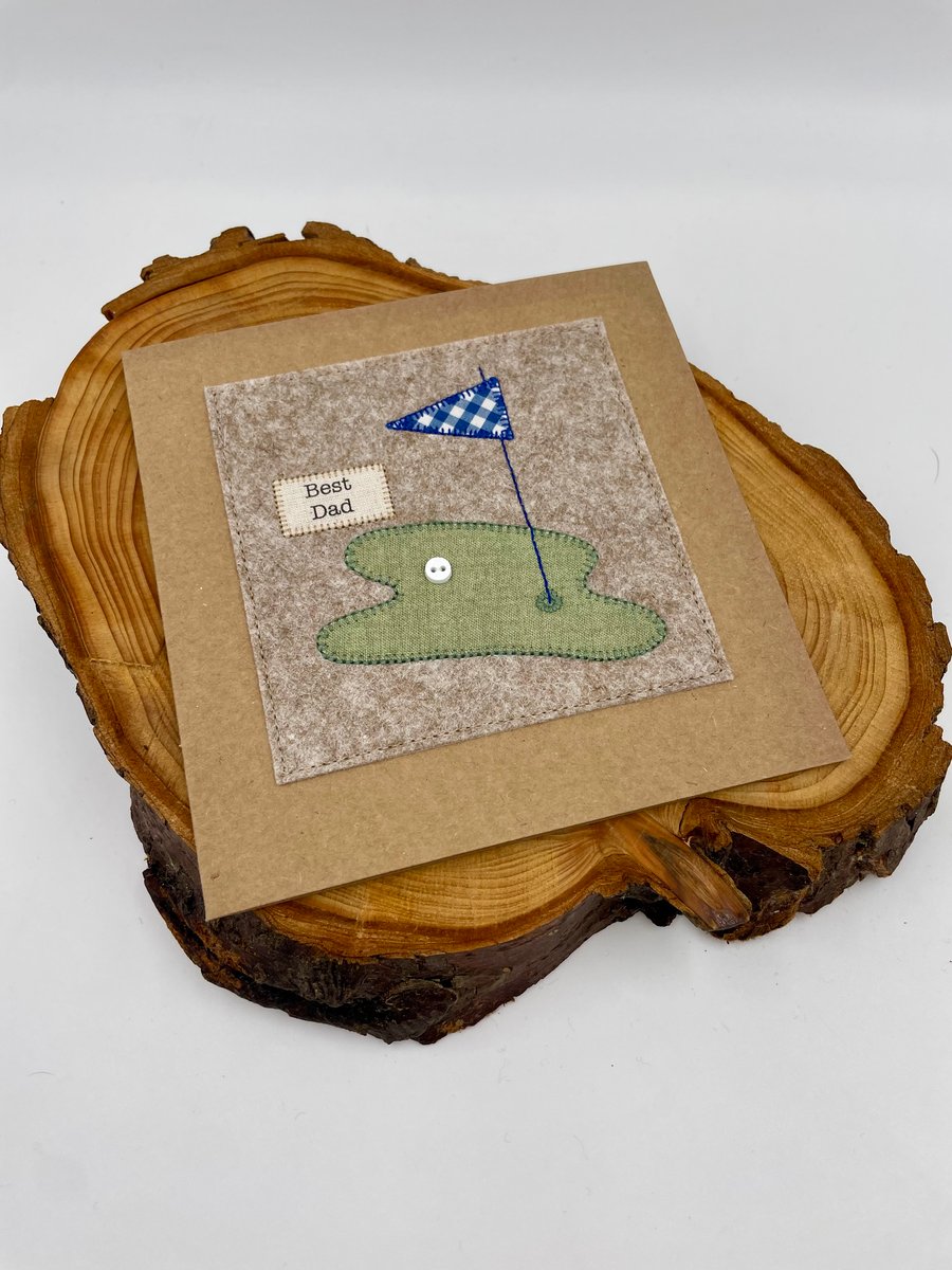 Golf appliqué card for dad, birthday or Father's Day 