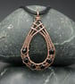 Copper Wire Weave Fishtailed Drop Pendant with Faceted Black Glass Beads - Image 4