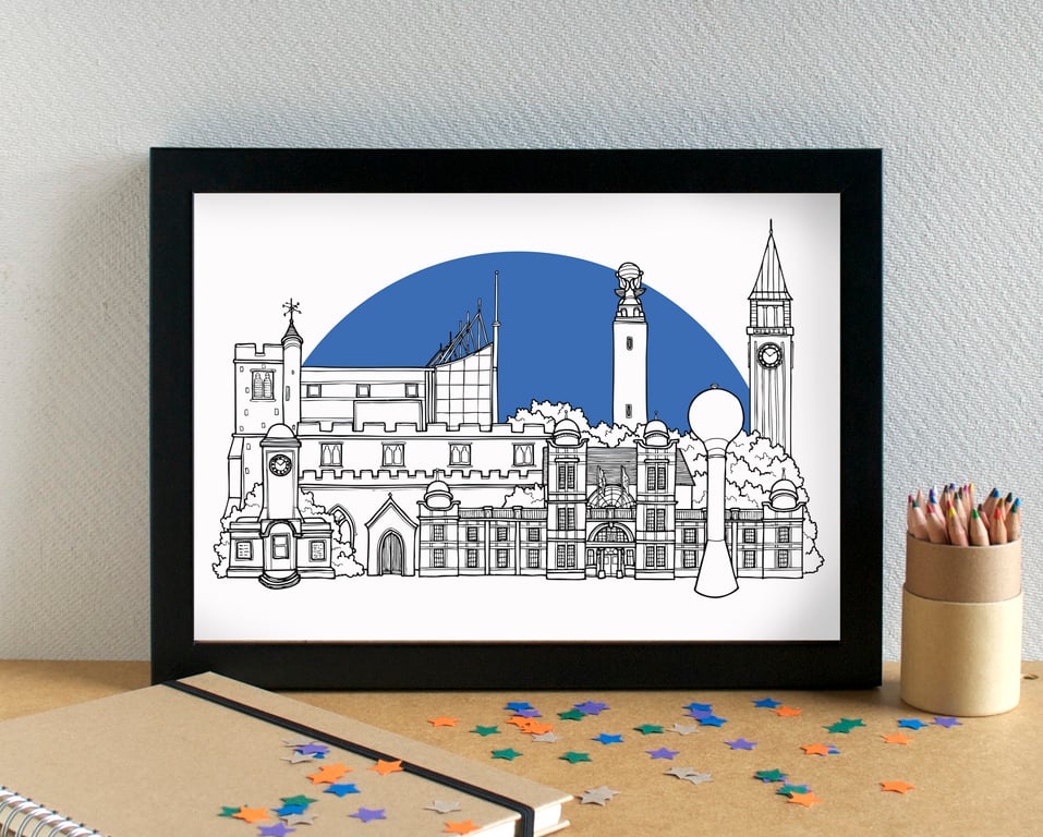 Gillingham FC Skyline Art Print with Priestfield Road Stadium