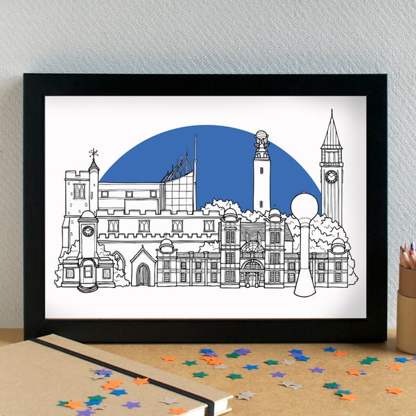 Gillingham FC Skyline Art Print with Priestfield Road Stadium