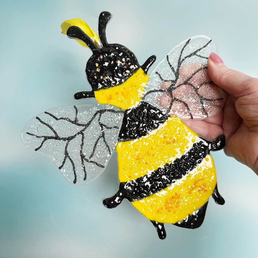 Large Fused Glass Bumble Bee