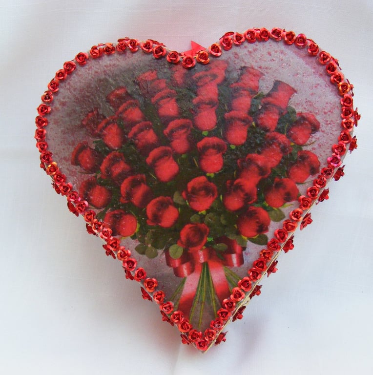 Handmade Heart shaped Wooden Jewellery Box