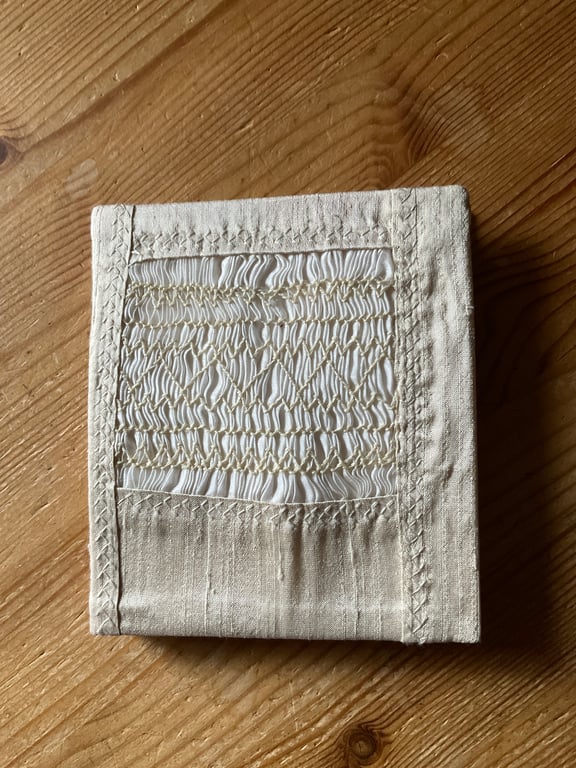 Hand Smocked Ivory Silk Needlecase