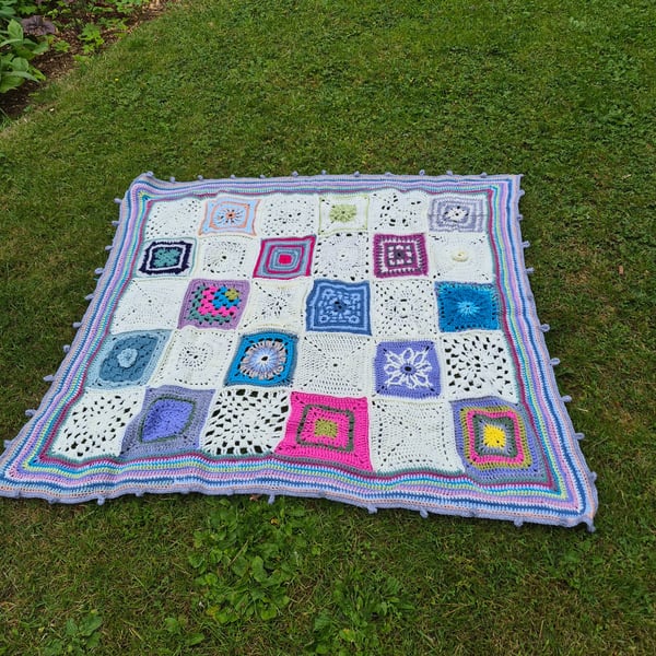 37 .Hand Crocheted Baby's Or Young Child's Shawl or Blanket. 