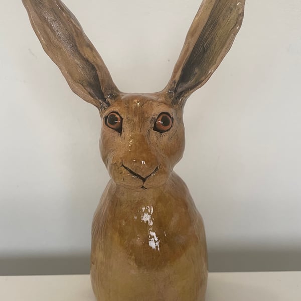 Handmade ceramic hare bust 
