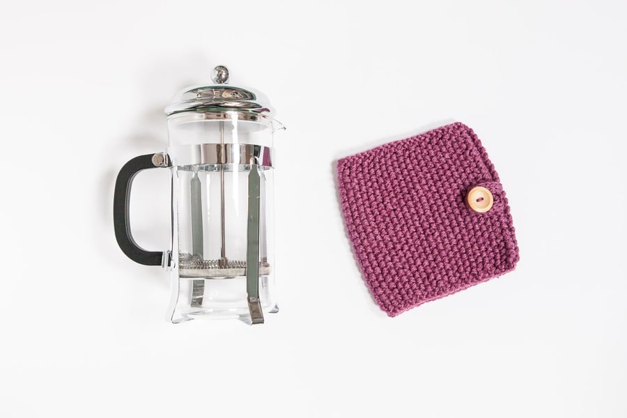 Berry knit coffee cosy - Cafetiere cosy - Coffee jug warmer - French press cover