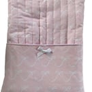 Large Quilted Book Sleeve.  Pink and White Bow Design.  Gift Set.