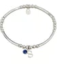 Sterling Silver Initial and Birthstone Stretch Bracelet 925