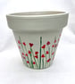 Hand Painted Red Poppies on Cream Terracotta Pot XL - Image 2