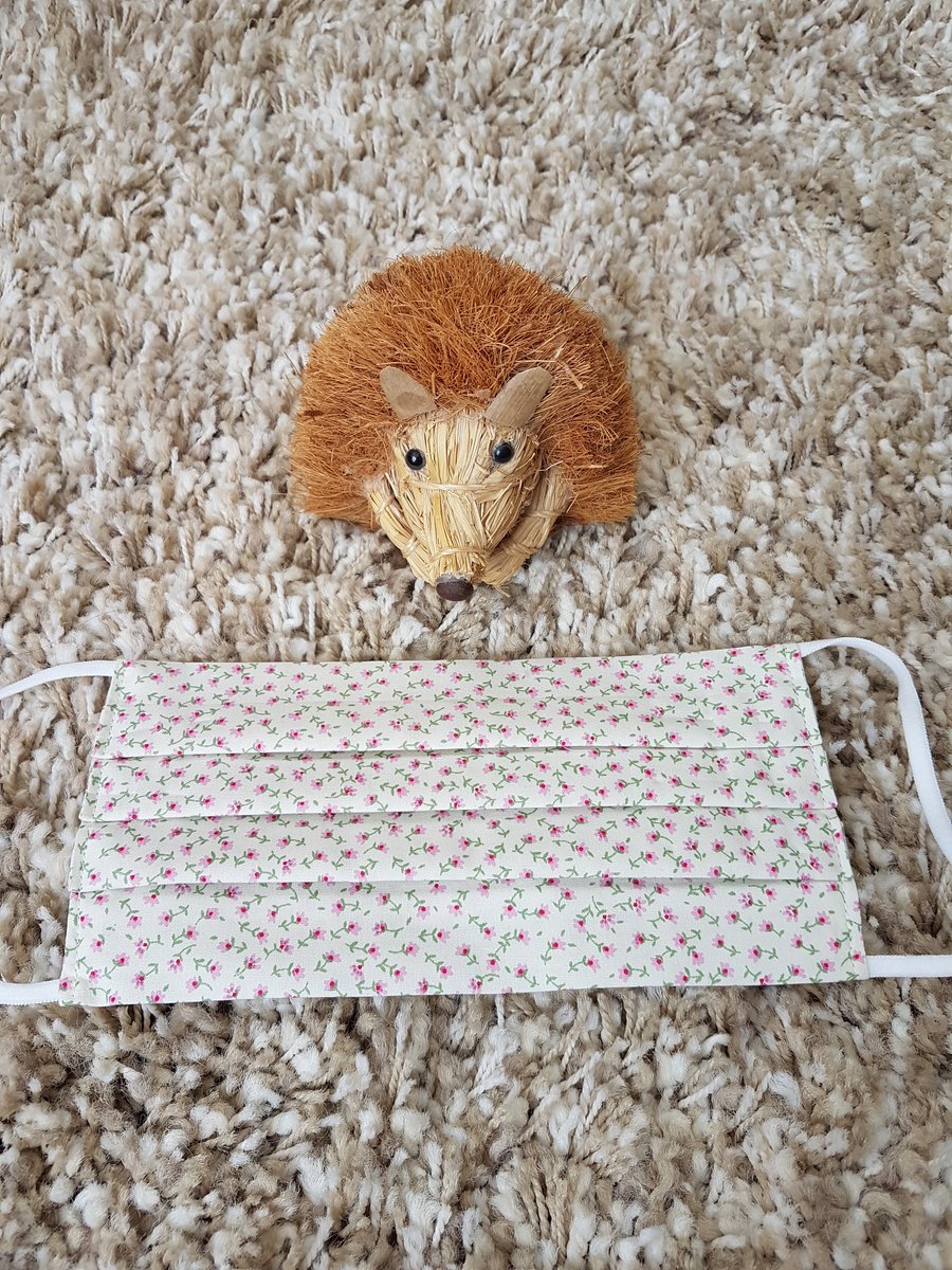 Small Adult or Teenager face covering - Pink Ditsy Flower print