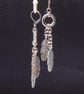 Silver feather earrings - long chain dangle stainless steel lever back earrings - Image 5